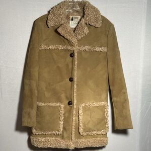 Vintage Fingerhut Fashions Womens 10 Faux Shearling Coat Tan Made USA 70s Style